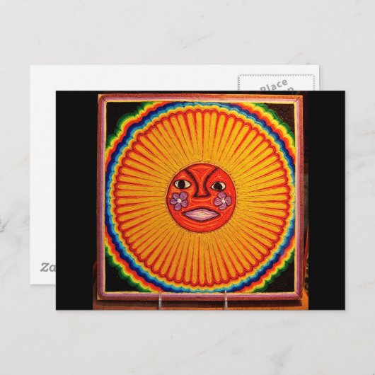 Huichol String Art Sun Mexican Folk Art Postkarte (Vorne/Hinten)
