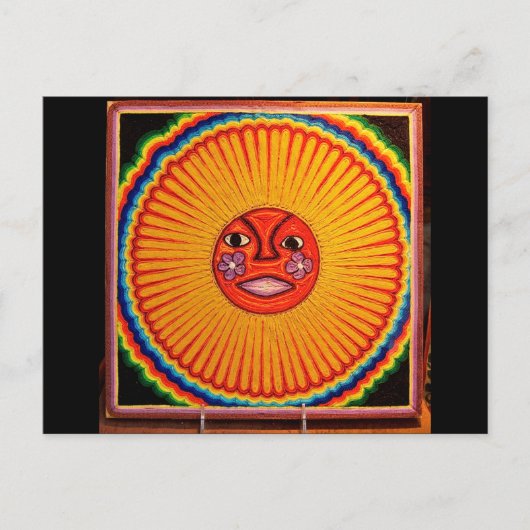 Huichol String Art Sun Mexican Folk Art Postkarte (Vorderseite)