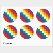 Huipala/Wipala Flag. Andean Qulla Suyu. Bolivien Runder Aufkleber (Blatt)