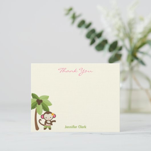 Hula-Affe Danke-Karte Dankeskarte (Stehend Vorderseite)