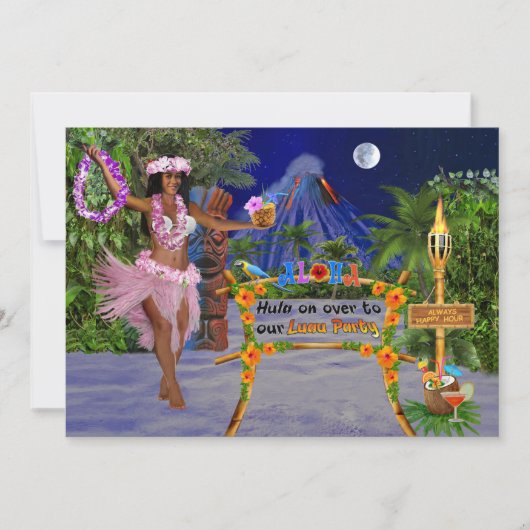 Hula an vorbei zu unserem Luau Party Einladung (Vorderseite)