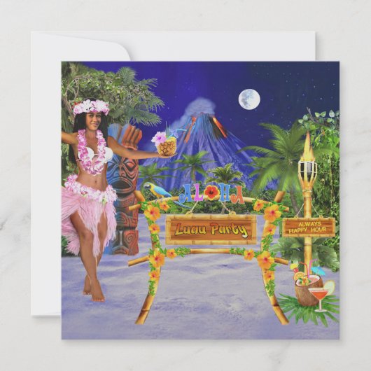 Hula auf dem Weg zu unserem Luau-Party Einladung (Vorderseite)