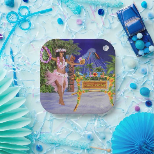 Hula auf dem Weg zu unserem Luau-Party Pappteller (Party)