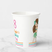 Hula Birthday Girl Niedlich Custom Luau Party Pappbecher (Links)