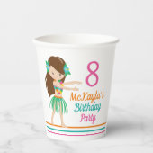 Hula Birthday Girl Niedlich Custom Luau Party Pappbecher (Vorderseite)