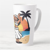 Hula dance beach party sunset tropical island art milchtasse (Rechte Ecke)