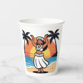 Hula dance beach party sunset tropical island art pappbecher (Vorderseite)
