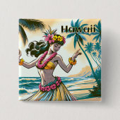 Hula Dancer auf den Hawaii Button (Vorderseite)