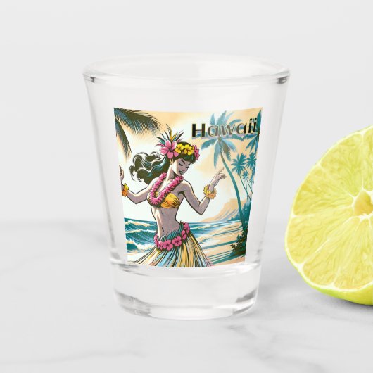 Hula Dancer auf den Hawaii Schnapsglas (Vorderseite)