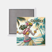 Hula Dancer auf den Hawaiianischen Inseln Aloha Magnet (Vorderseite/Rückseite)