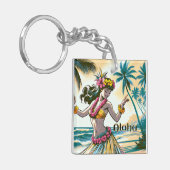 Hula Dancer auf den Hawaiianischen Inseln Aloha Schlüsselanhänger (Vorderseite links)