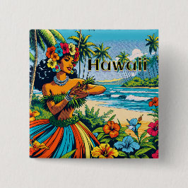 Hula Dancer auf den Hawaiianischen Inseln Button
