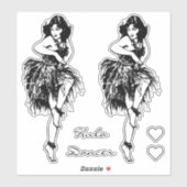 Hula Dancer Button Up Girl Large Vinyl Sticker (Blatt)