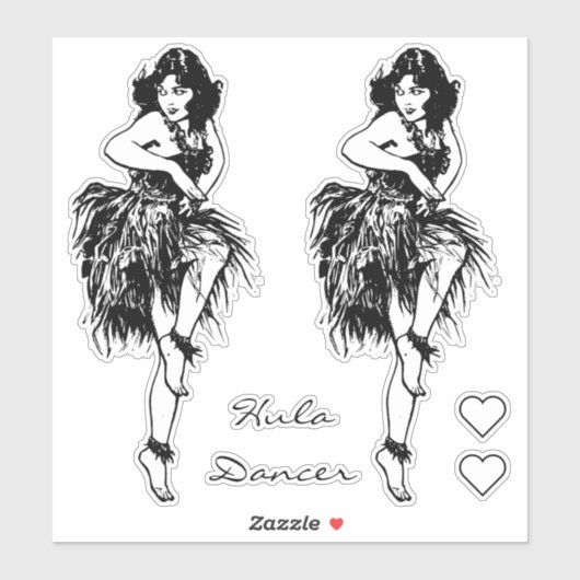 Hula Dancer Button Up Girl Large Vinyl Sticker (Blatt)