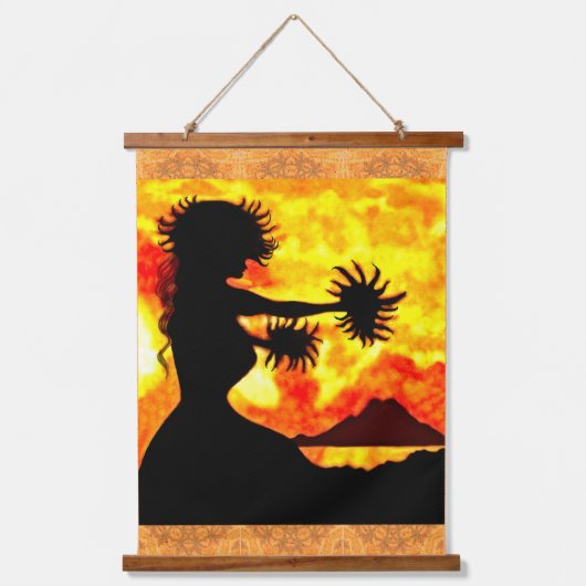 Hula Dancer Hanging Tapestry Wandteppich Mit Holzrahmen (Vorderseite)