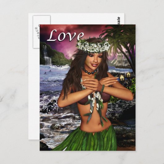 Hula Dancer Postkarte (Vorne/Hinten)