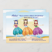 Hula Dancers Einladung (Vorne/Hinten)