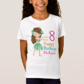 Hula Dancing Girl Custom Kindergeburtstag T-Shirt (Vorderseite)
