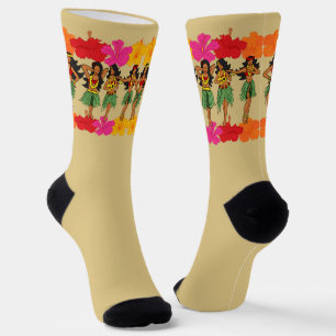 Hula Dancing Girls und Hibiskus Blume Socken