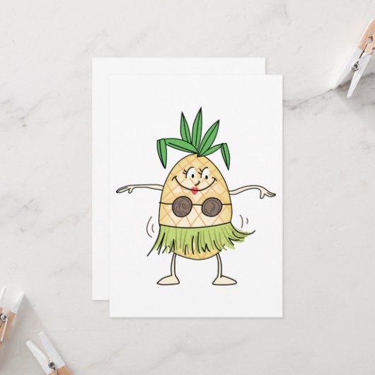 Hula Dancing Pineaple Karte (Vorderseite/Rückseite Beispiel)