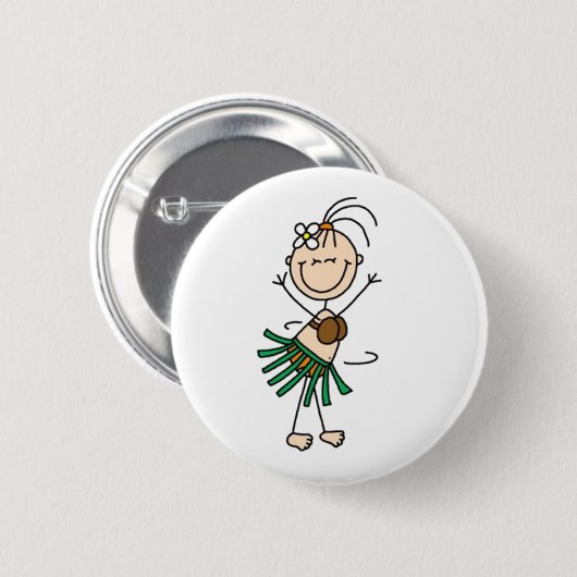 Hula Dancing Strichmännchen Button (Vorne & Hinten)