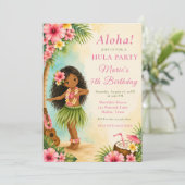 Hula-Geburtstagsfeier Einladung (Stehend Vorderseite)