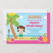 Hula Girl Birthday Einladung Luau Einladung (Vorderseite)