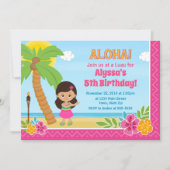Hula Girl Birthday Einladung Luau Einladung (Vorderseite)