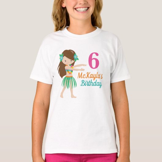 Hula Girl Dancer Niedlich Custom Kindergeburtstag  T-Shirt (Vorderseite)