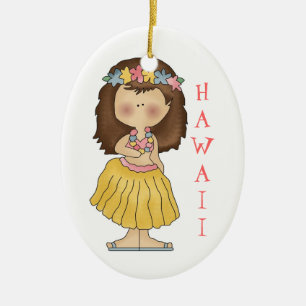 Hula Girl Hawaii-Ornament Keramikornament
