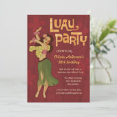 Hula Girl Hawaiian Luau Einladungen (Stehend Vorderseite)