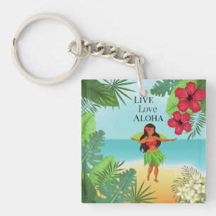 Hula Girl Live Liebe Aloha Schlüsselanhänger