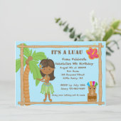Hula Girl Luau zum Geburtstag Einladung (Stehend Vorderseite)