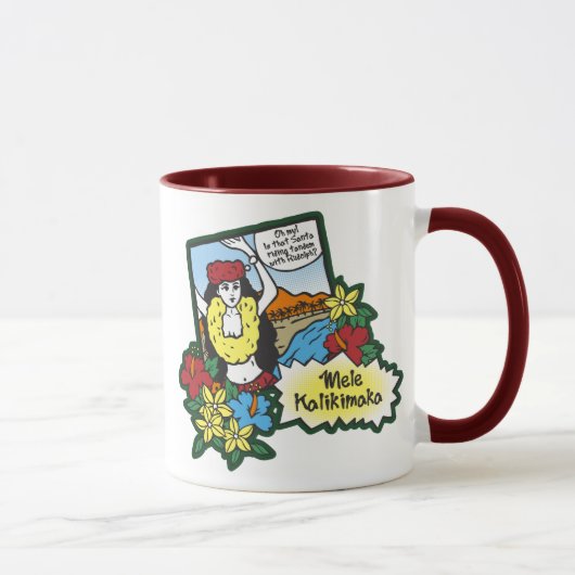 Hula Girl Mele Kalikimaka Hawaiian Xmas Cartoon Tasse (Rechts)