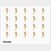 Hula Girl Runder Aufkleber (Blatt)
