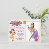 Hula Girl Tropical Birthday Foto Einladung (Stehend Vorderseite)