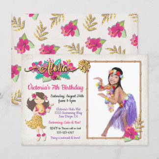 Hula Girl Tropical Birthday Foto Einladung