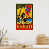 Hula Girl - Waikiki, Hawaii Diamond Head Poster (Küche)
