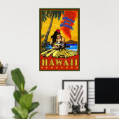 Hula Girl - Waikiki, Hawaii Diamond Head Poster (Heimbüro)