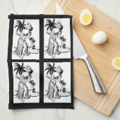 Hula Girls Dancer Hawaiian Palm Tree Tropical Kitc Geschirrtuch (Viertel Falte)