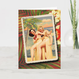 Hula Girls Retro Christmas Card Feiertagskarte