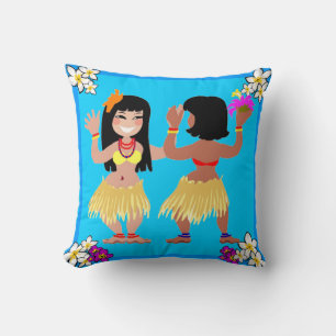 Hula Girls tanzen auf hellblauem Kissen