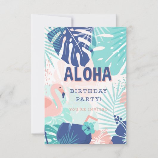 Hula Hawaiian Luau Thema Geburtstag Einladung (Vorderseite)