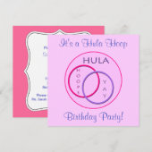 Hula Hoop Pink Lila Kindergeburtstag Party Einladung (Vorne/Hinten)
