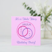 Hula Hoop Pink Lila Kindergeburtstag Party Einladung (Stehend Vorderseite)