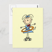 Hula Hoop Strichmännchen T - Shirt und Geschenke Postkarte (Vorne/Hinten)