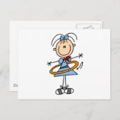 Hula Hoop Strichmännchen T - Shirt und Geschenke Postkarte (Vorne/Hinten)