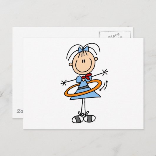 Hula Hoop Strichmännchen T - Shirt und Geschenke Postkarte (Vorne/Hinten)