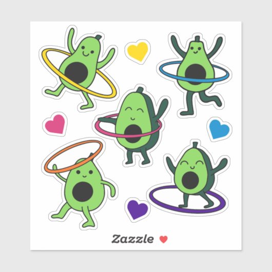 Hula Hooping Avocado Sticker Sheet (Blatt)