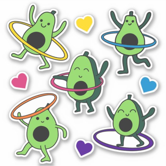 Hula Hooping Avocado Sticker Sheet (Vorderseite)